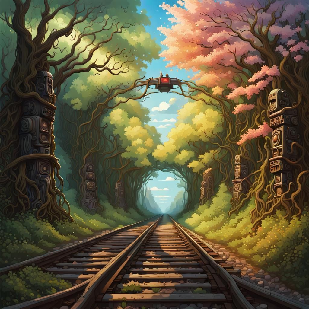 Totem Poles Pop on Abandoned Train Tracks