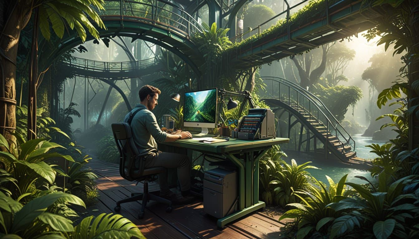 Extreme Roller Coaster Desk in Jungle Home Office