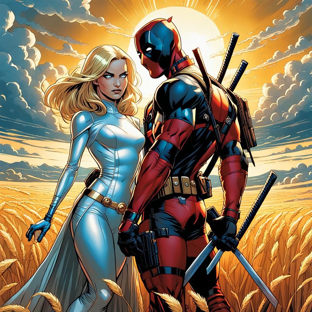 Emma Frost and Deadpool in Comic Book Art