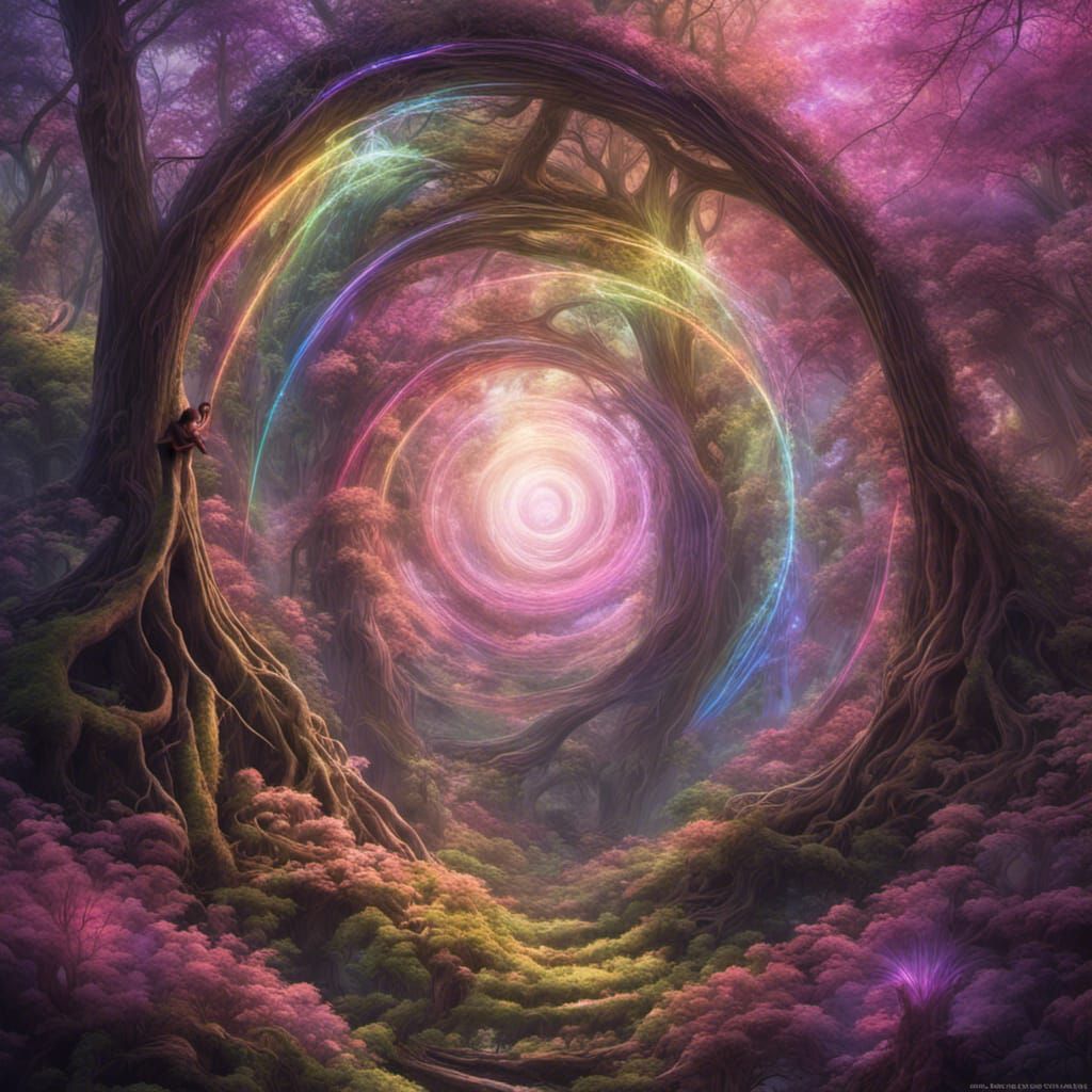 Fairies Dancing in a Mystical Rainbow Forest