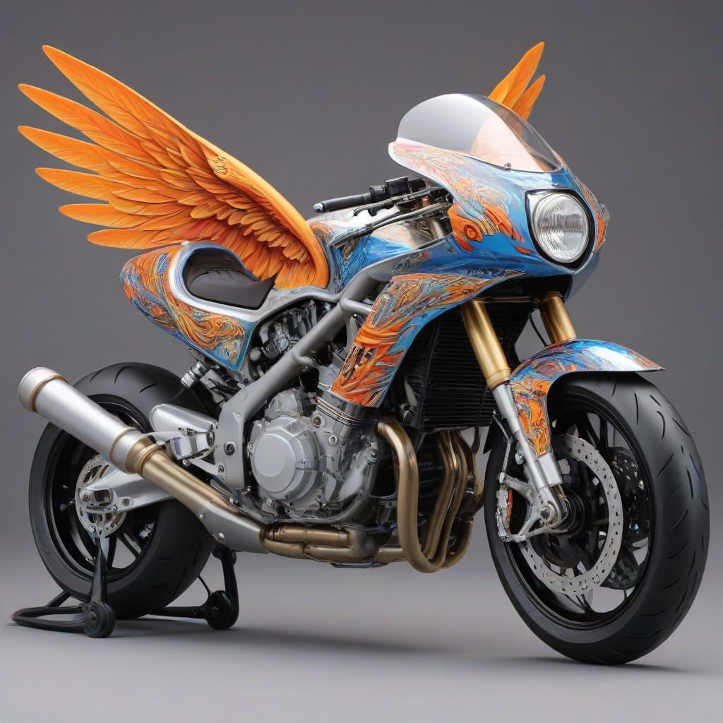 Seraph on Superbike in Airbrush Art Style