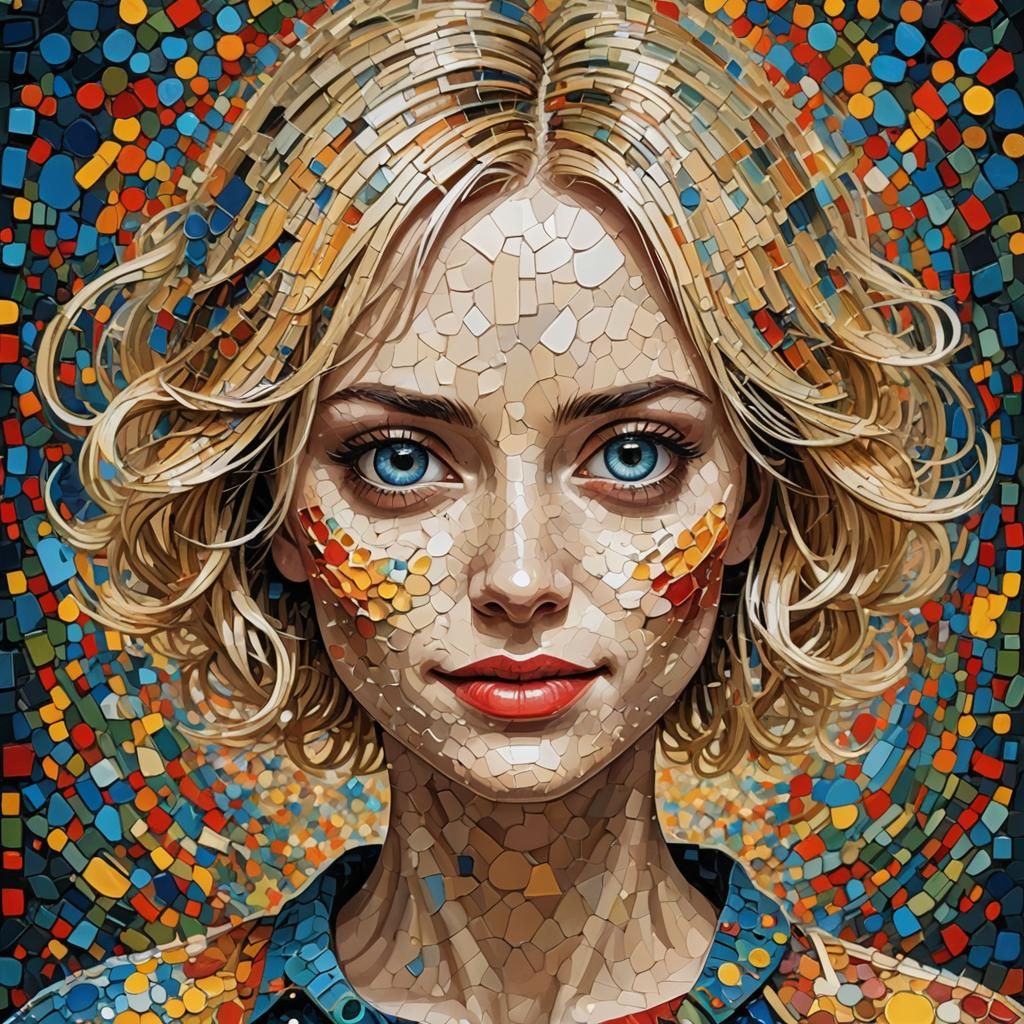 Colorful Impasto Portrait of a Young Woman