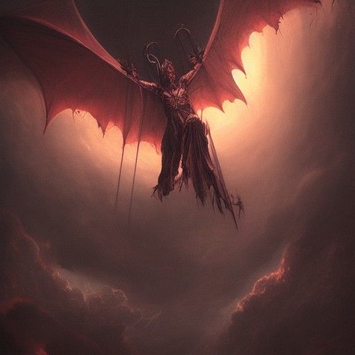 Dragon Wings Spread Across Sky in Dark Fantasy Style