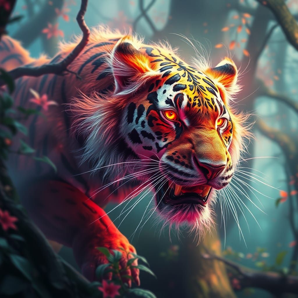 Fluorescent Liger in Fantasy Forest