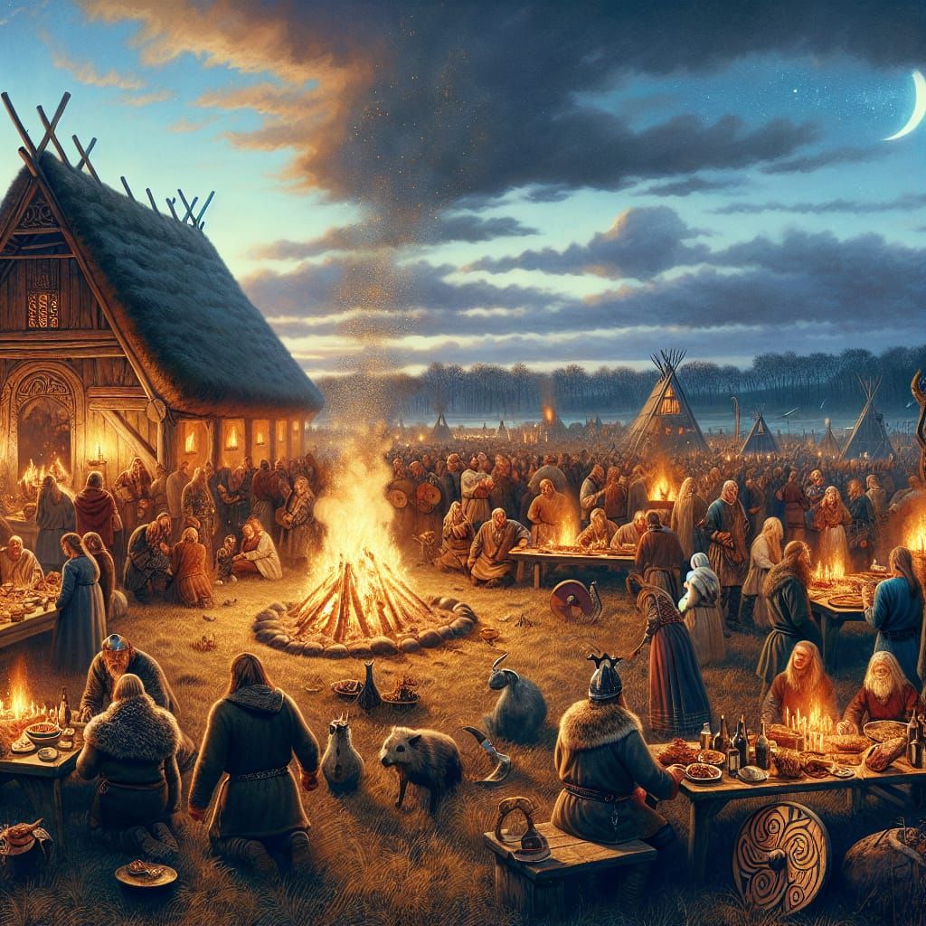 Viking Autumn Festival Scene During Vetrnætr