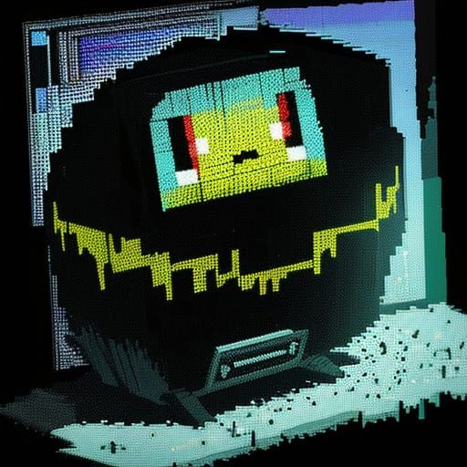 Pixel Art Horror in Distressed 8-Bit Style