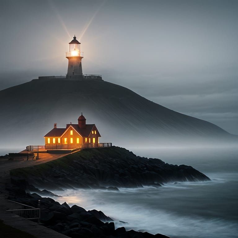 Lighthouse in a Mysterious Fog