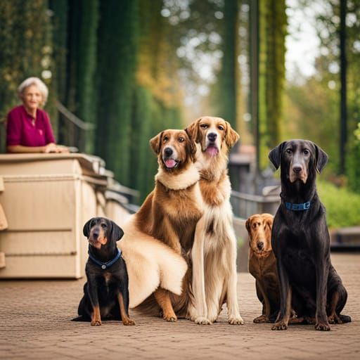 Feeding Time: Ten Large Dogs Eat