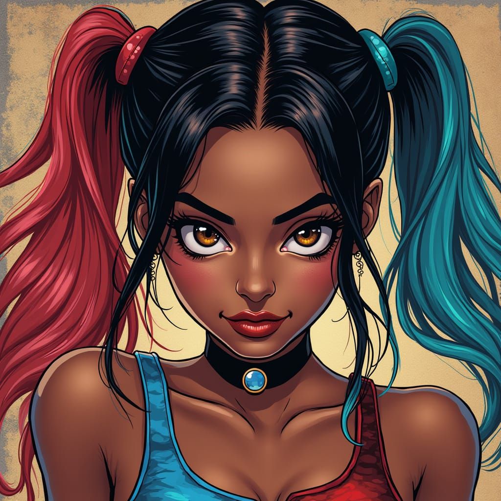 Latina Pop Art Goddess Inspired by Harley Quinn