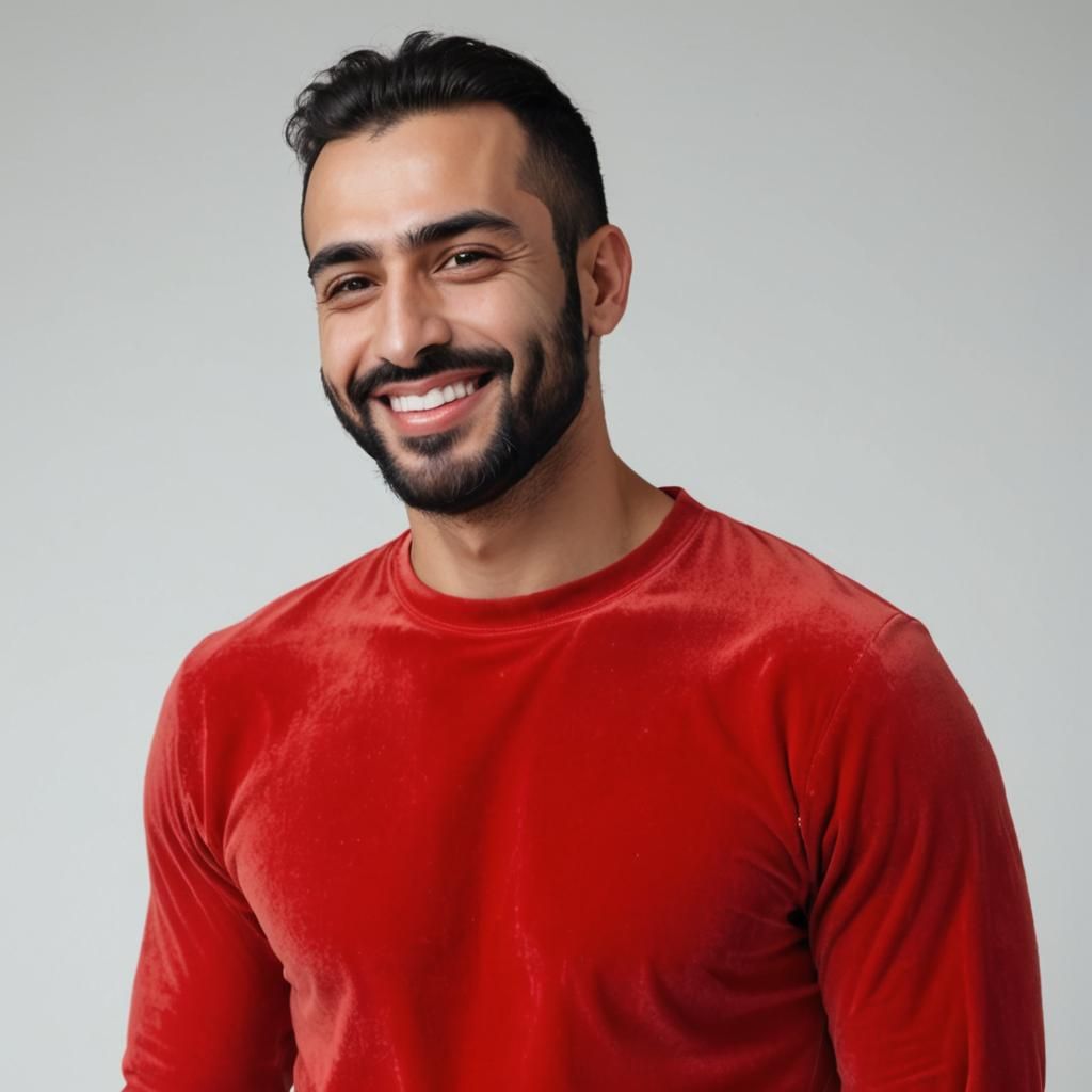 Smiling Man with Black Beard in Impressionist Oil Painting