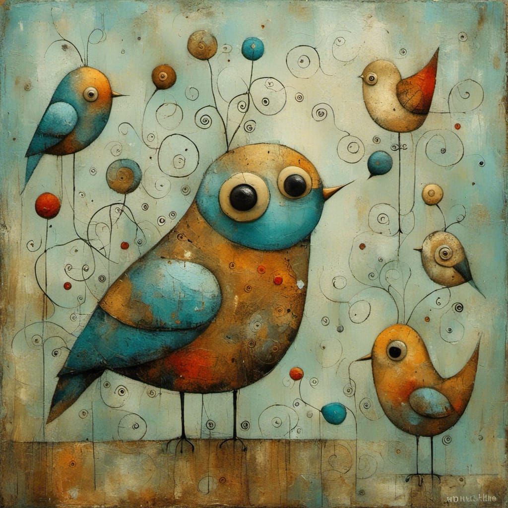 Whimsical Abstract Painting Inspired by Paul Klee