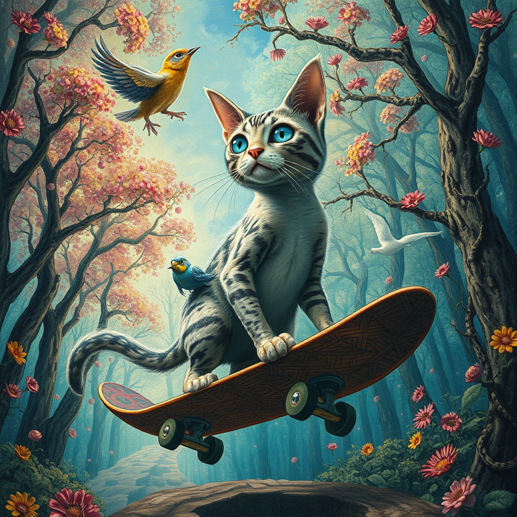 Surreal Creatures in Dreamlike Forest, Art Brut Style