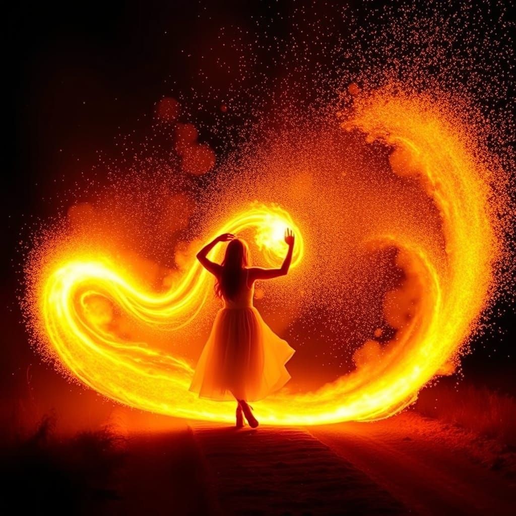 Fireball Dancing Like a Ghost on Golden Dust Road