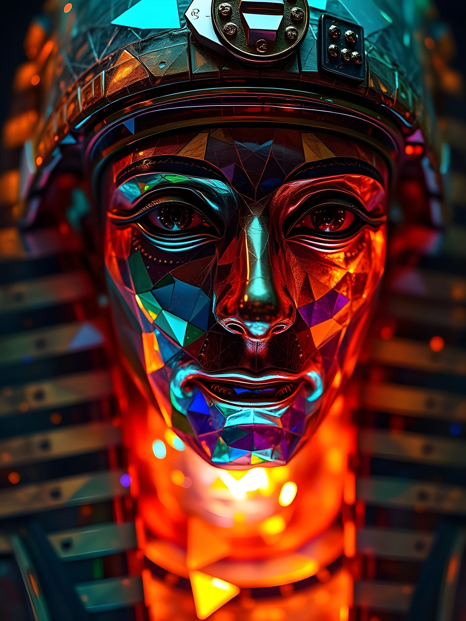 Egyptian Mummy Mosaic in Vibrant Colors