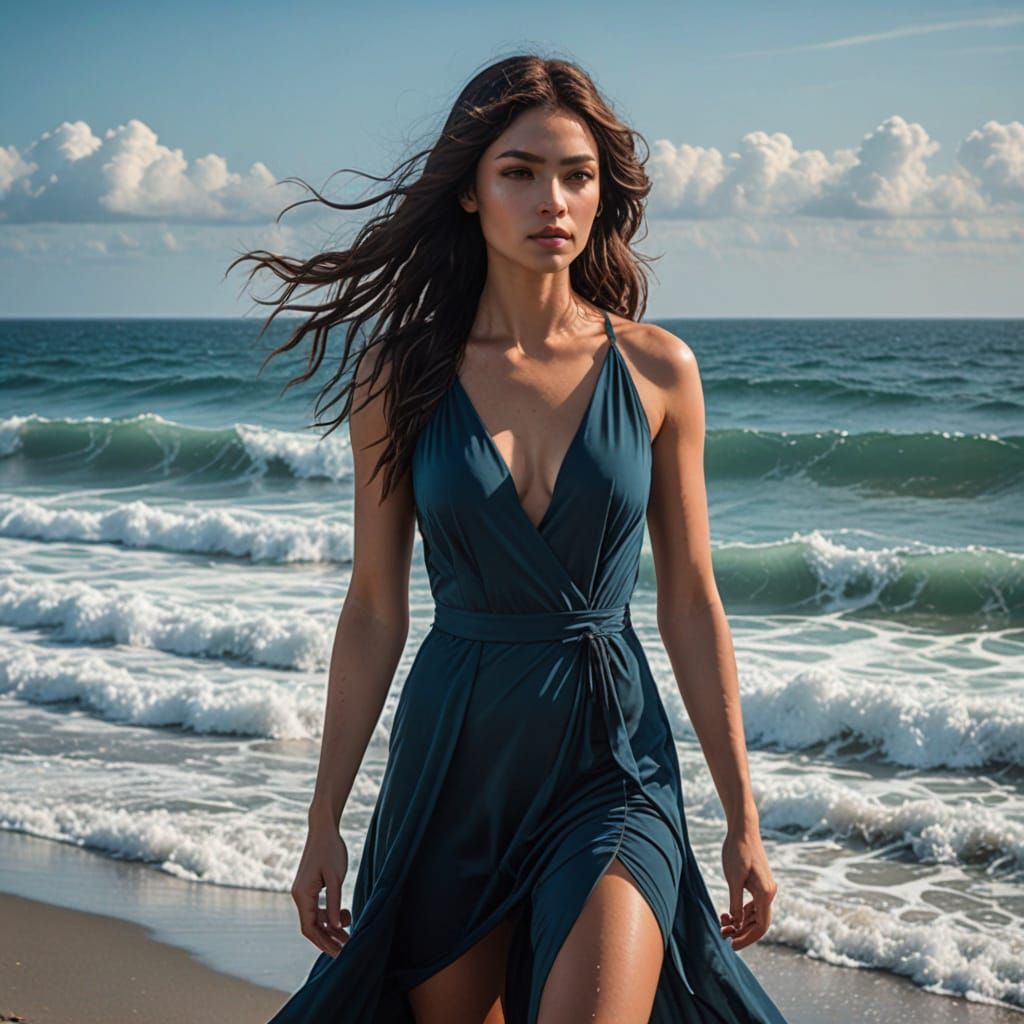 Ethereal Sea Goddess in Oceanic Splendor