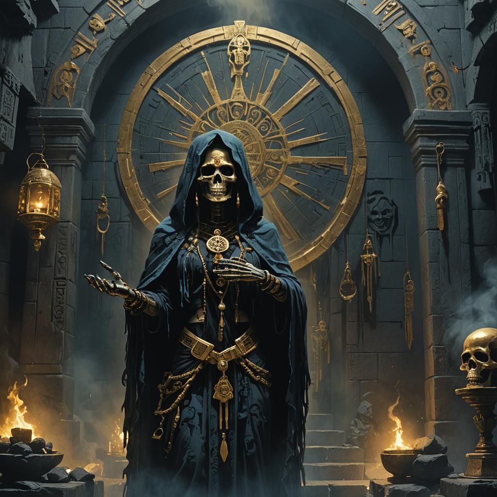 La Santa Muerte in Dark Fantasy Art Style