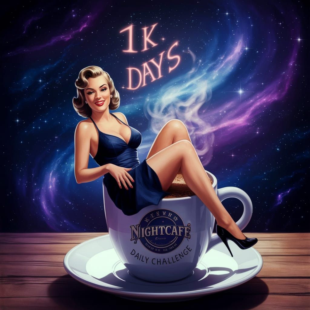 Cosmic Cafe Anniversary in Dreamlike Watercolor