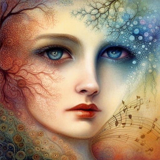 Eye Reflecting Music and Nature, Digital Art