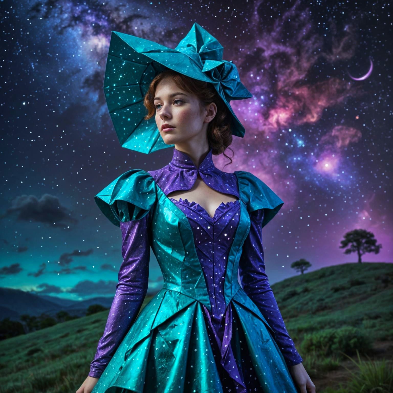 Southern Belle in Futuristic Cyber Park