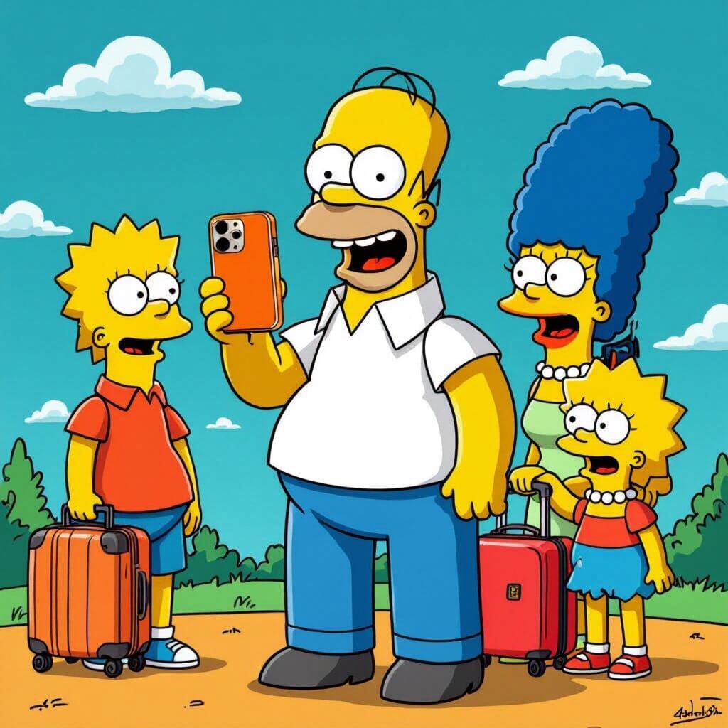 Homer Simpson Excitedly Holds New iPhone 17 Pro Max