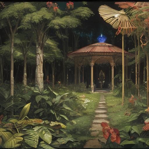 Surreal Solar System Jungle: Oil on Canvas