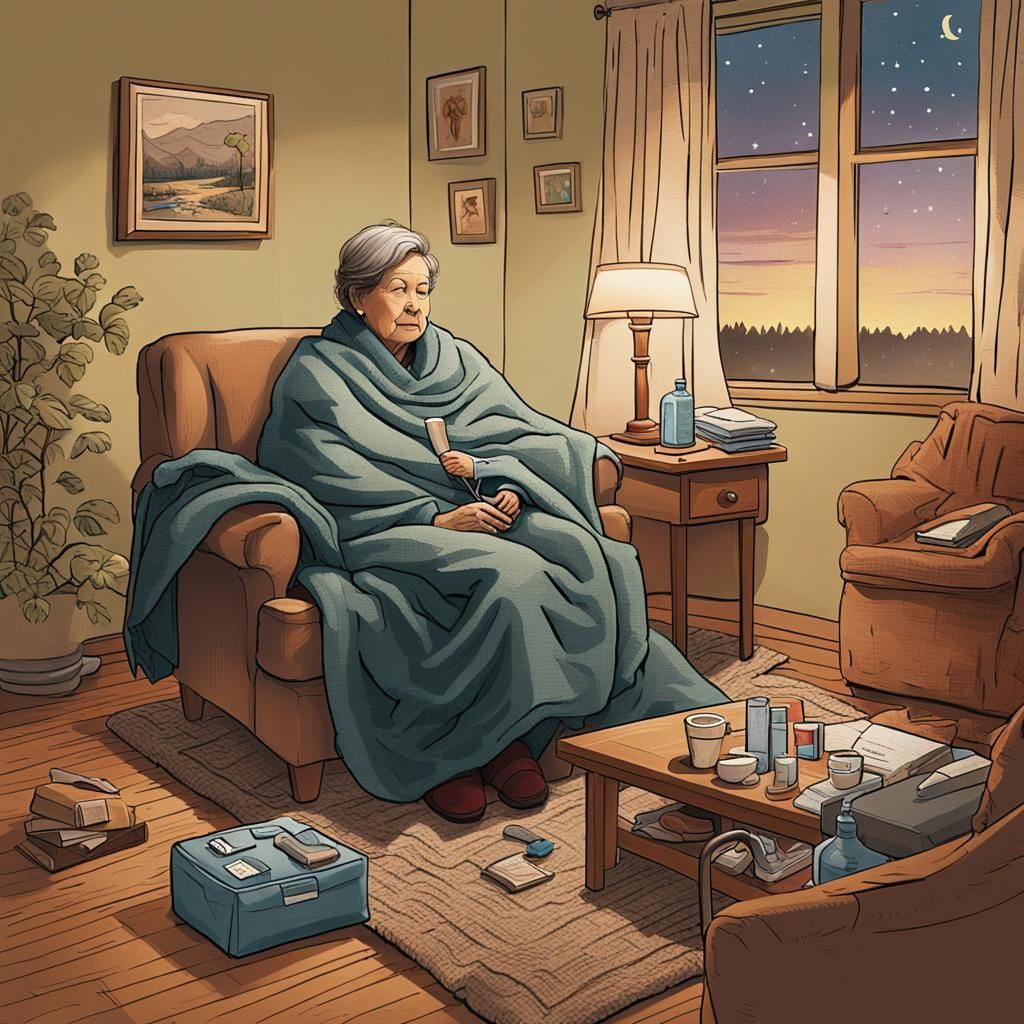 Tracheostomy Patient Enjoying Quiet Evening at Home