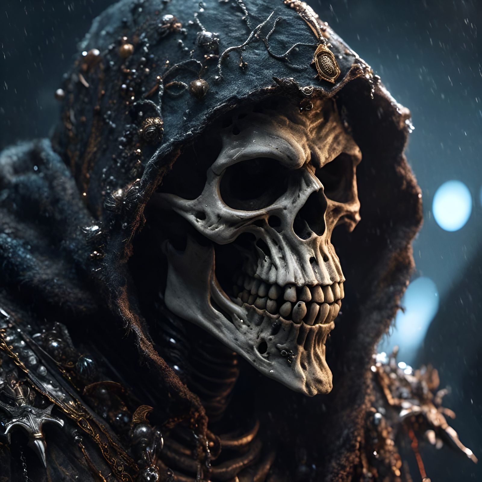 Photorealistic Orc Skeleton Portrait with Wand