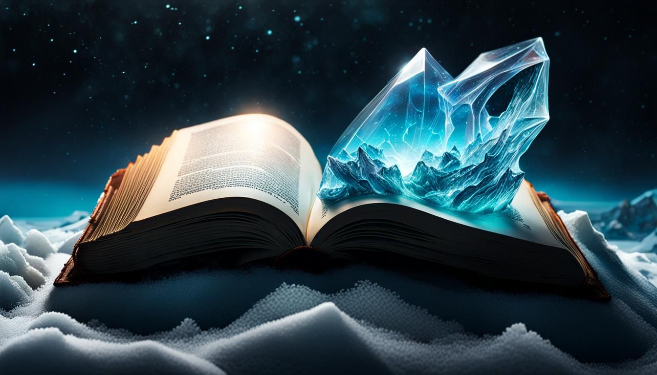 Hyperrealistic Ancient Book with Bioluminescent Hologram