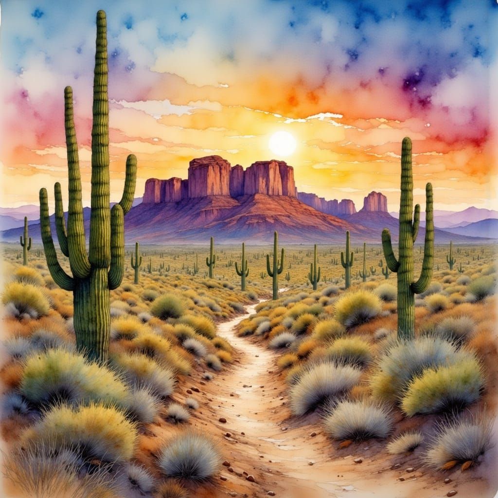 Vivid Sunset Over Painted Desert Landscape