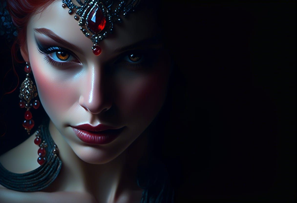 Rococo Jedi Lady Portrait with Red Hair