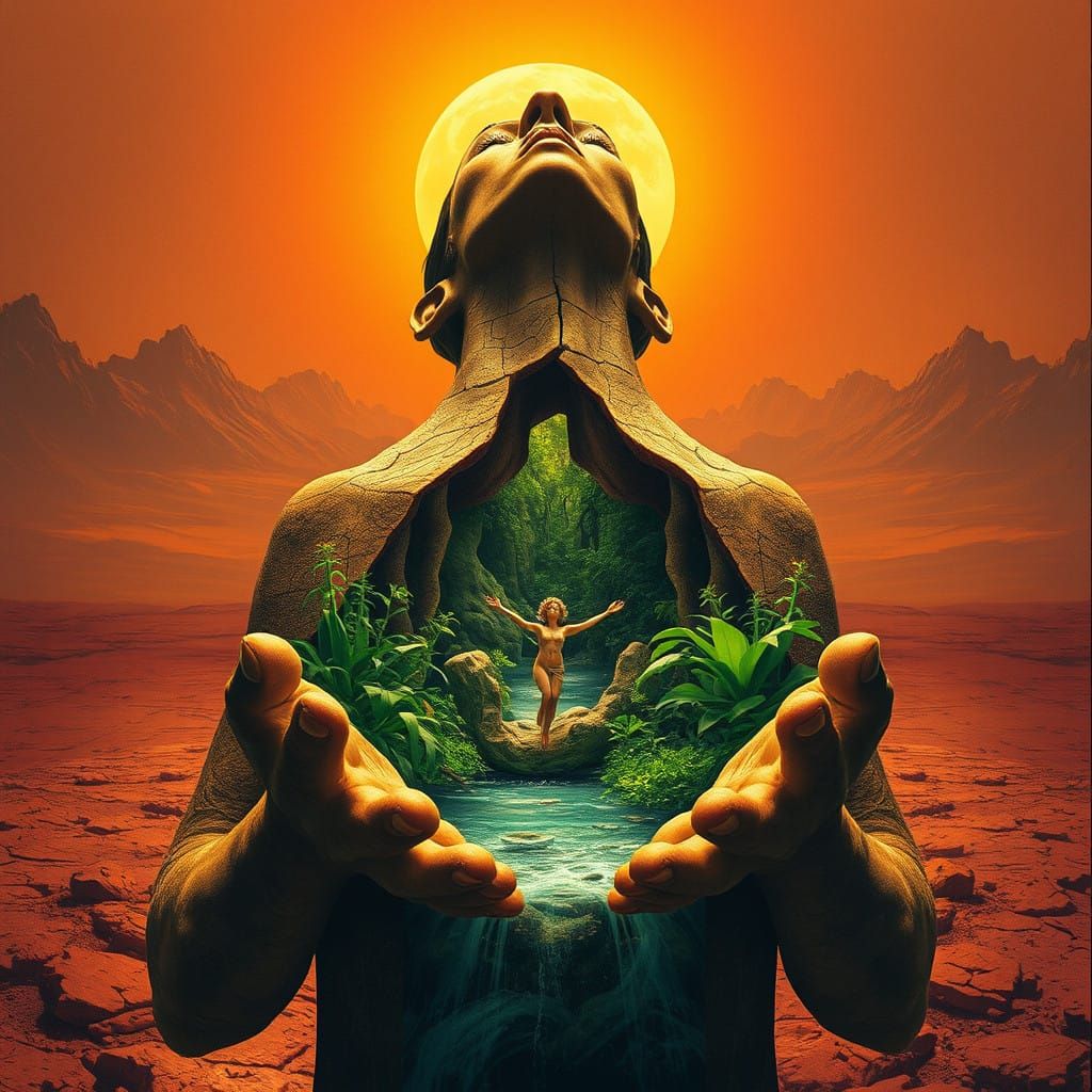 Vibrant Oasis in a Deserted Landscape