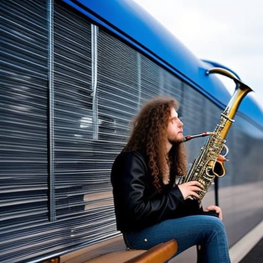 Saxophonist Portrait During Lightning Storm