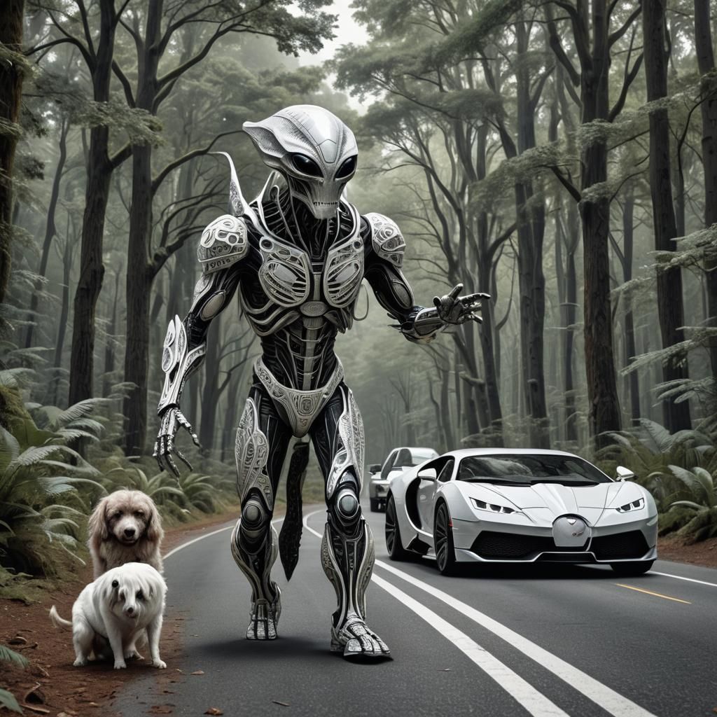 Alien in Norman Dress Walks Pets