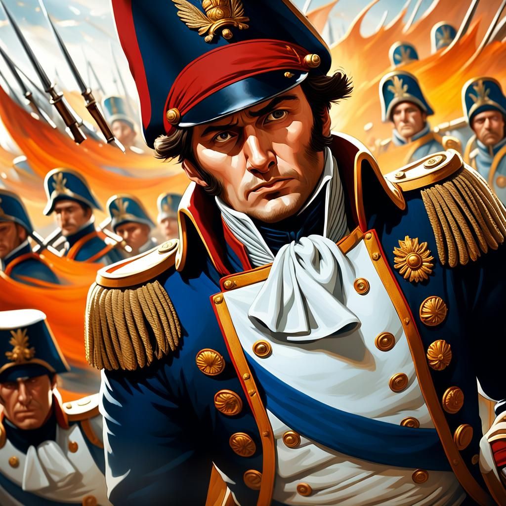 Napoleon Bonaparte Portrait: Hyperrealistic Battle Scene