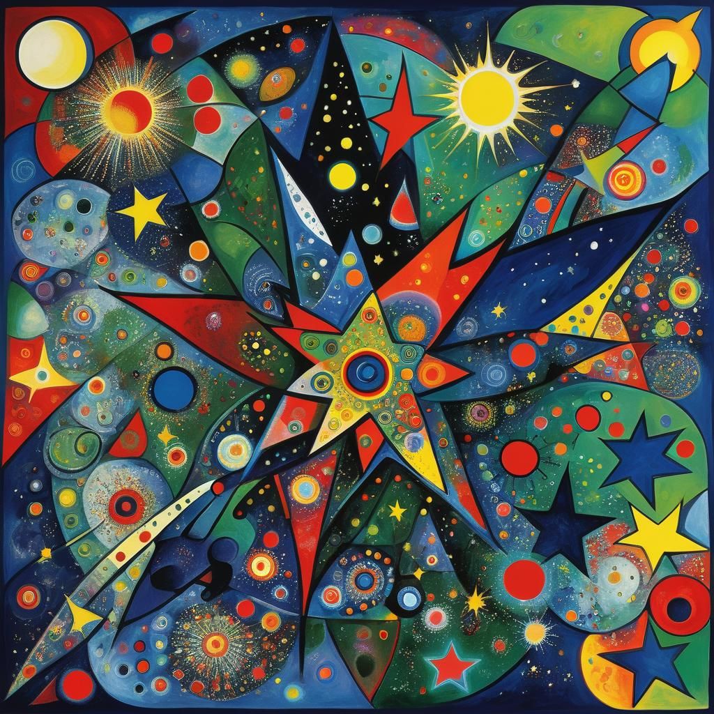 Exploding Star Cluster Inspired by Hundertwasser and Chagall