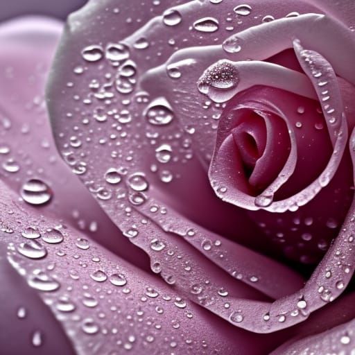 Pink Rose Adorned with Water Droplets