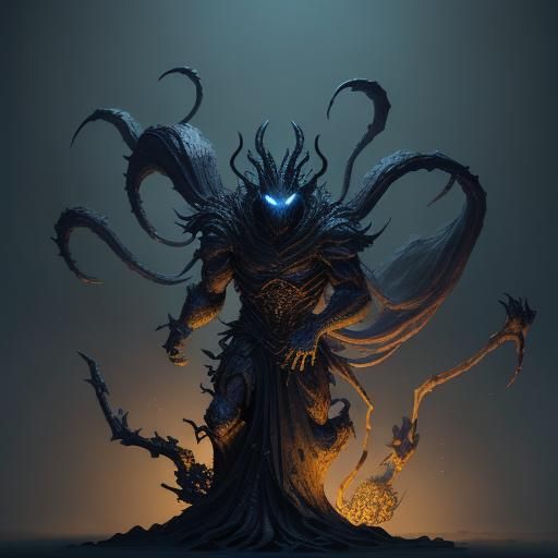 Eerie Rice Demon Concept Art in Dark Fantasy Style