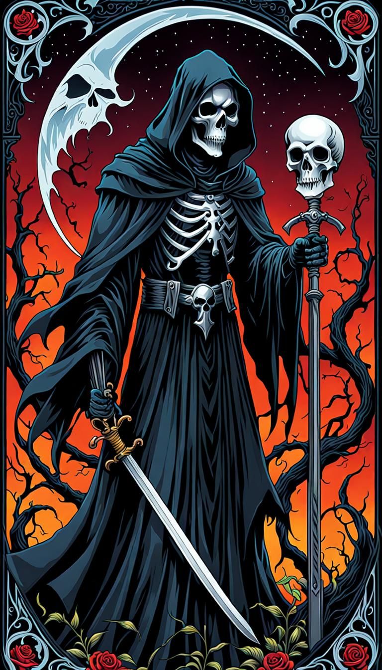 The Grim Reaper Tarot Card in Detailed Art