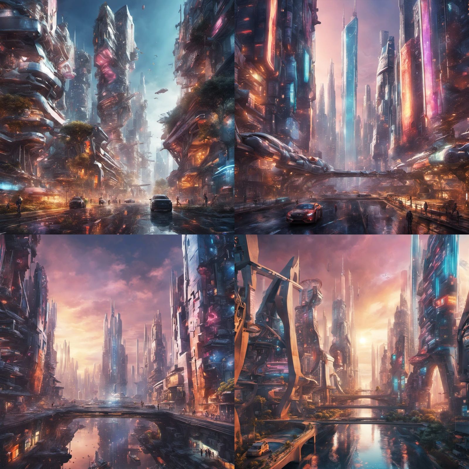 Hyperrealistic AI-Built Future City Concept Art