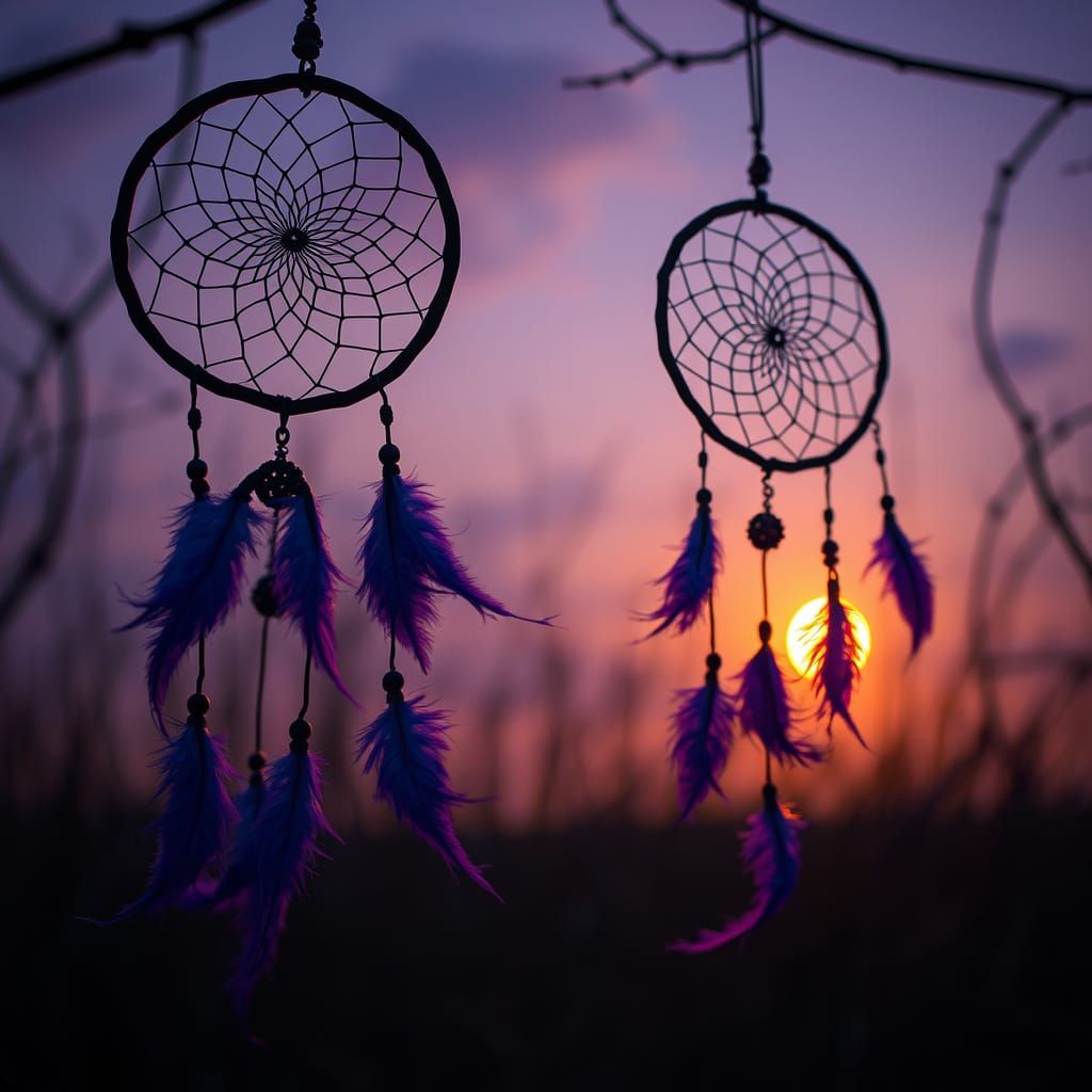 Surreal Dreamcatchers in a Golden Sunset