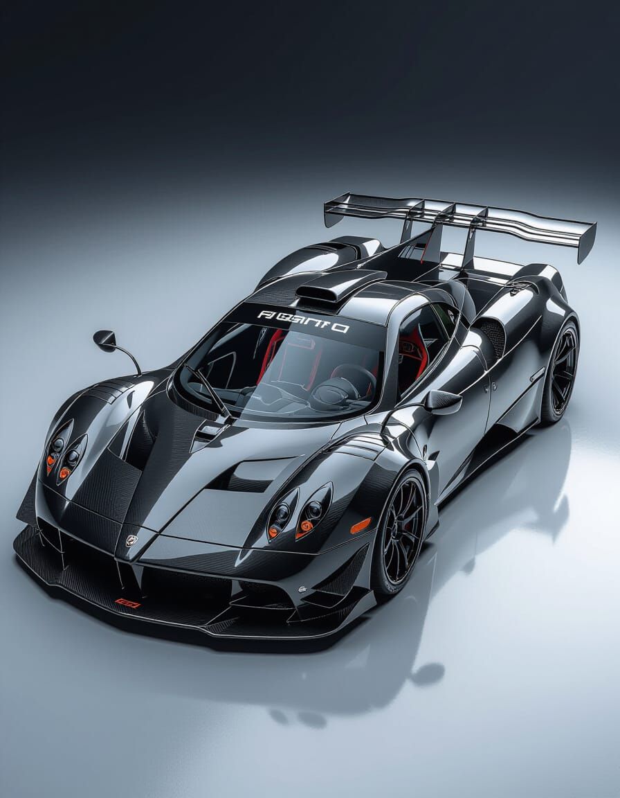Modified Metallic Black Pagani in Dim Studio