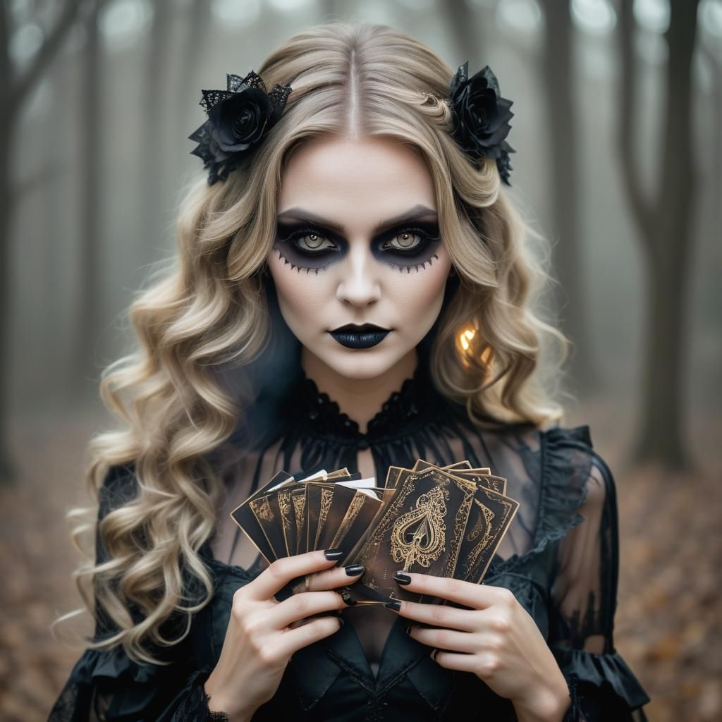 Mysterious Gothic Girl Portrait in Moody Lighting