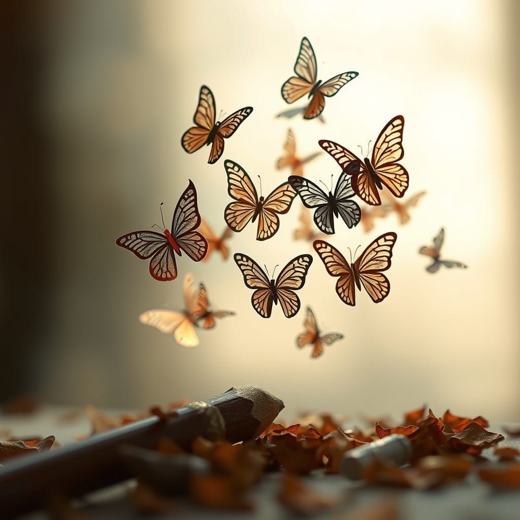 Origami Butterflies Emerge From Pencil Lead