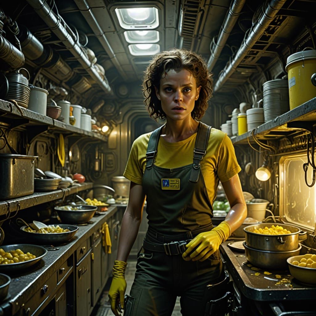 Ripley as Scullery Maid on Derelict Freighter