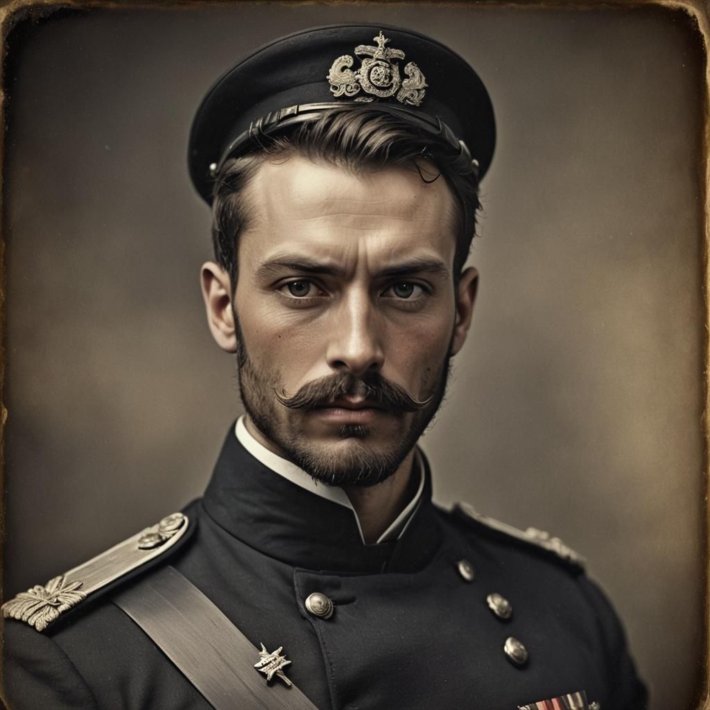 Evil-Looking Navy Lieutenant, Victorian Photography Style