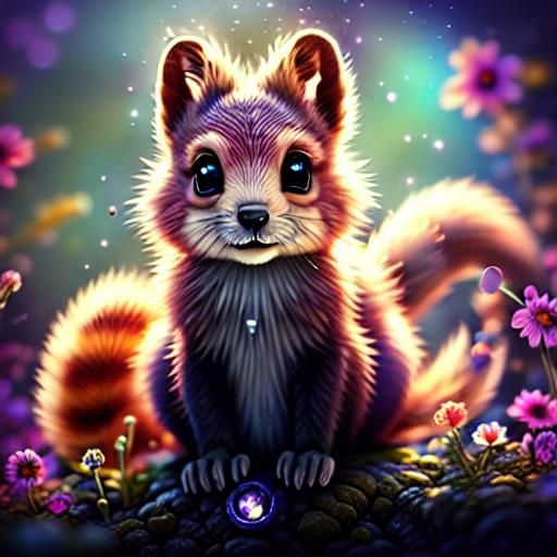 Fantasy Squirrel Portrait in Watercolor Style