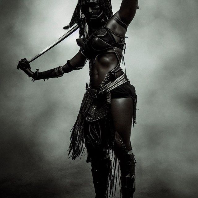 Ebony Warrior Woman Ready for Battle