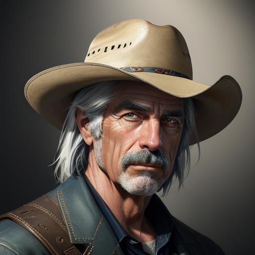 Cowboy Portrait in Hyperdetailed Splash Art Style