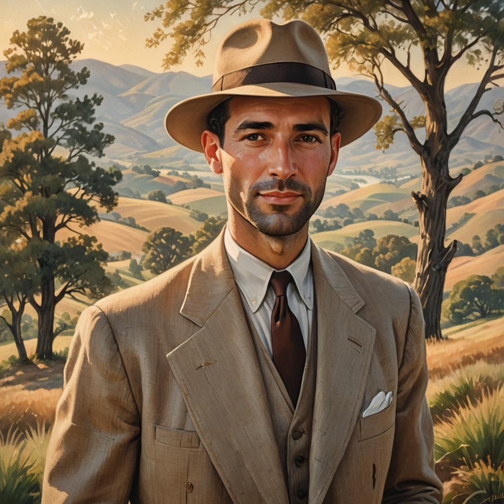 Vintage Portrait of Man in Fedora, Rockwell Style