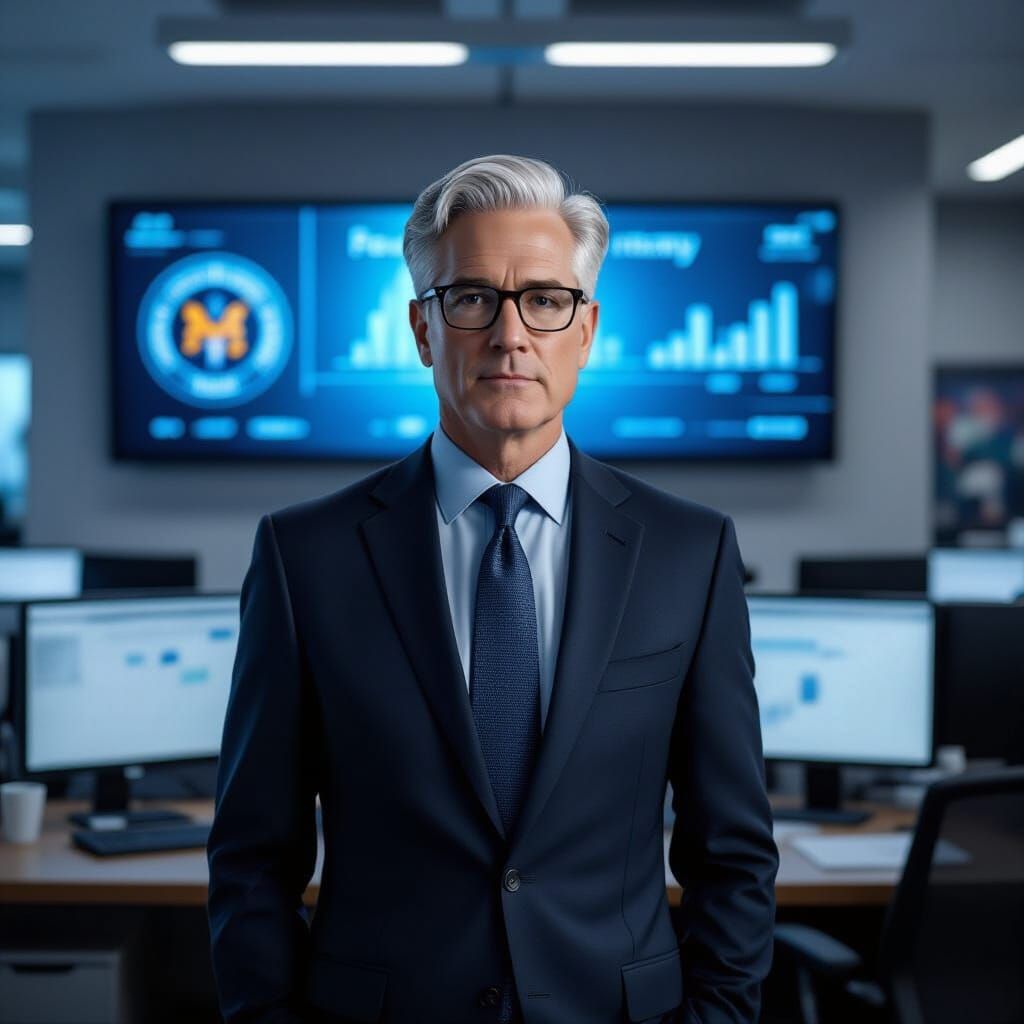 Powell Jeremy Portrait in Newsroom, Realistic Style